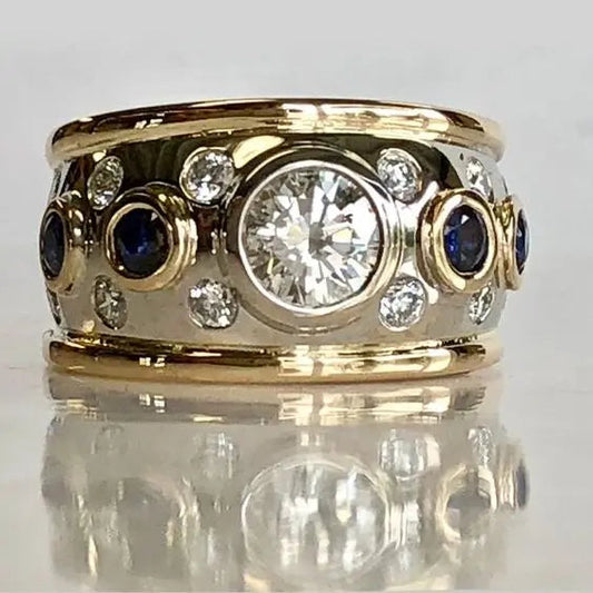 Golden Inlaid Zirconia Ring