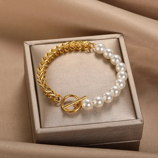 Gold and Pearl Bracelet