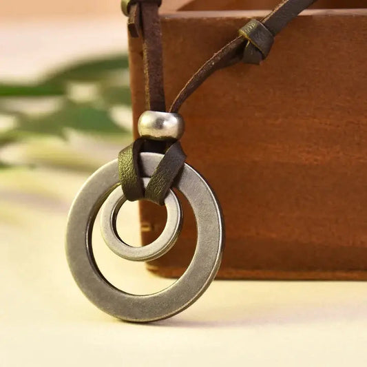 Silver-plated -style Leather Necklace