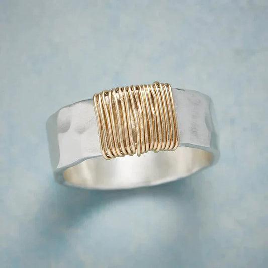 Golden Threads Silver Ring