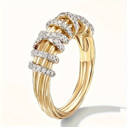 Braided Zirconia Golden Ring