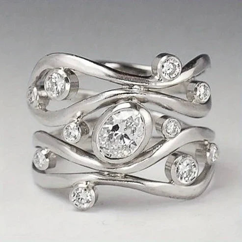 Irregular Ring With Zirconia in Silver