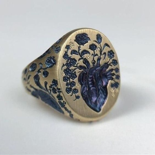 Blue Flower Gold Ring