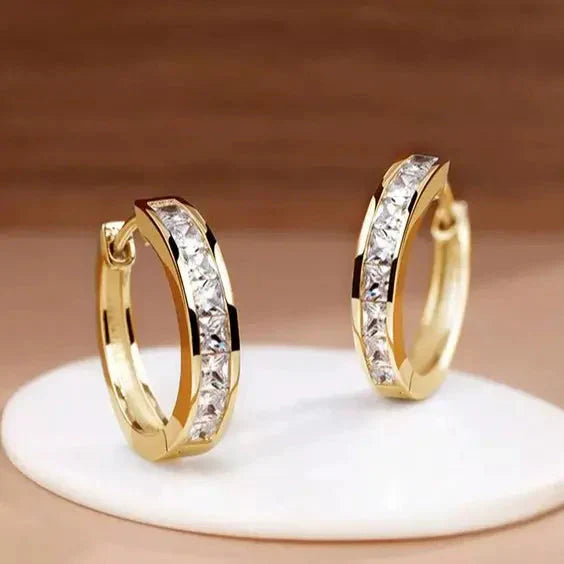 1+1 Offer: Gold and Crystal Earrings + Bracelet With Zirconias in Gold