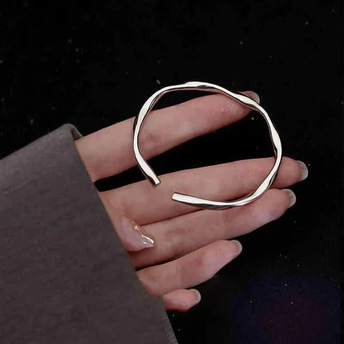 Silver Bracelet, Adjustable and Irregular in Shape